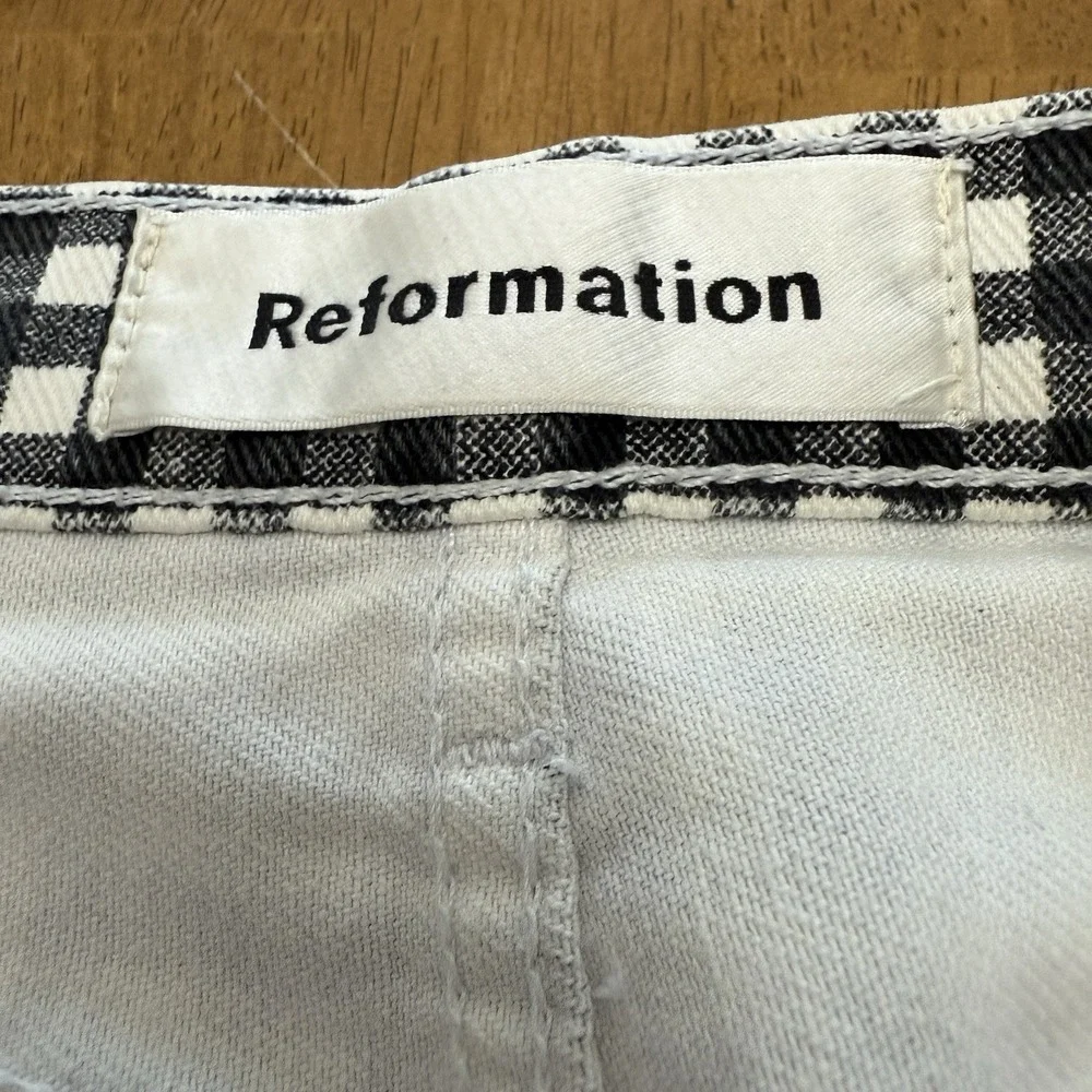Reformation Fawcett jean women's 26 gingham check plaid preppy boho festival - Picture 11 of 15